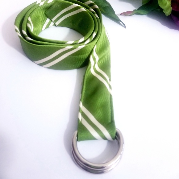 J. Crew Accessories - J.Crew green striped ribbon belt